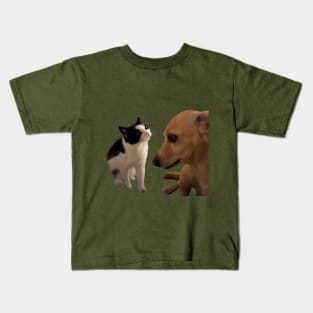 Cat and dog couple relationships memes viral video Kids T-Shirt